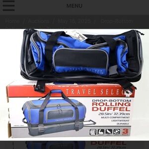 Blue and Black Duffel Bag